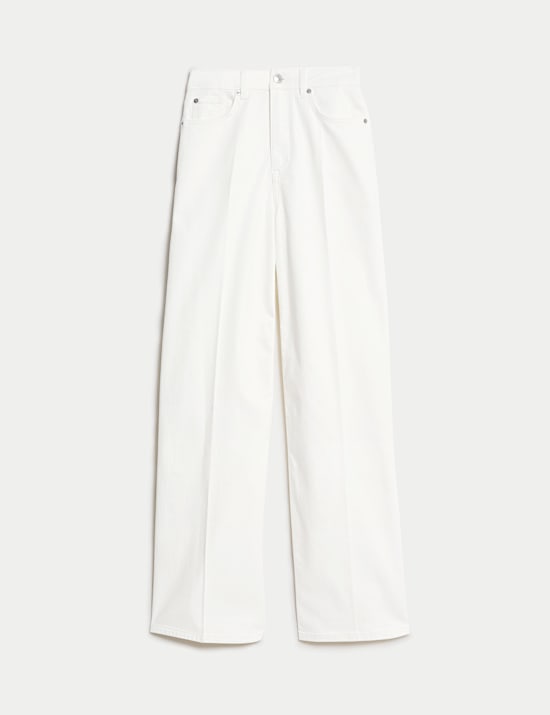 ג'ינס אלגנטיים עם מותניים גבוהים בגזרת רגל רחבה