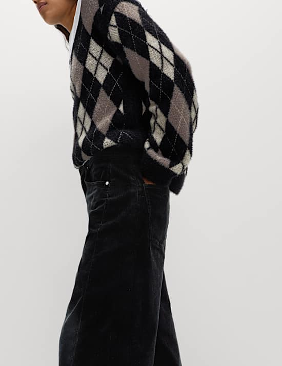 Cotton Rich Cord Carrot Leg Trousers