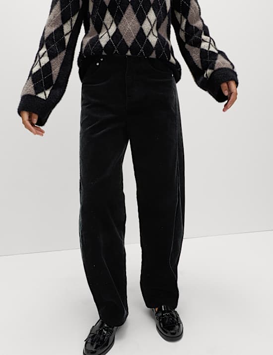 Cotton Rich Cord Carrot Leg Trousers
