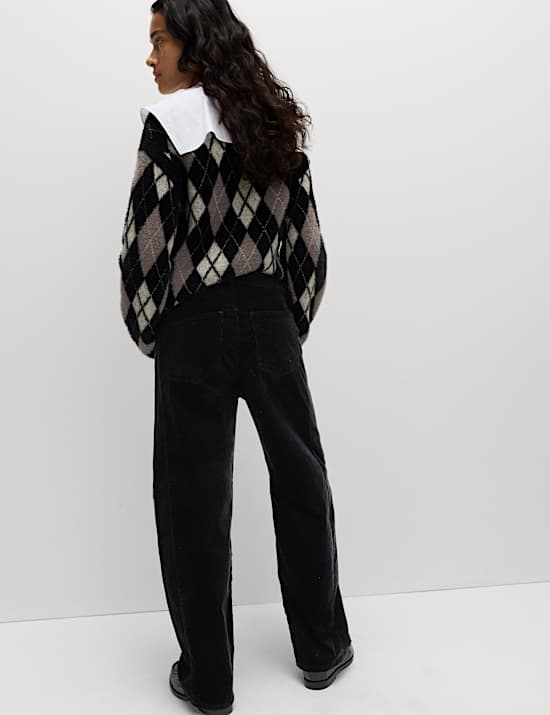 Cotton Rich Cord Carrot Leg Trousers