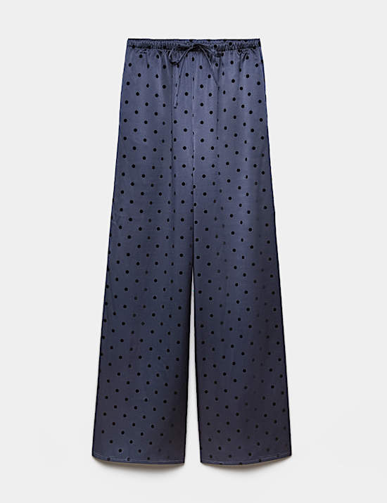 Polka Dot Satin Wide Leg Trouser