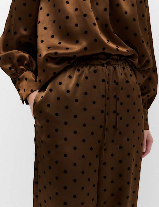 Polka Dot Satin Wide Leg Trouser