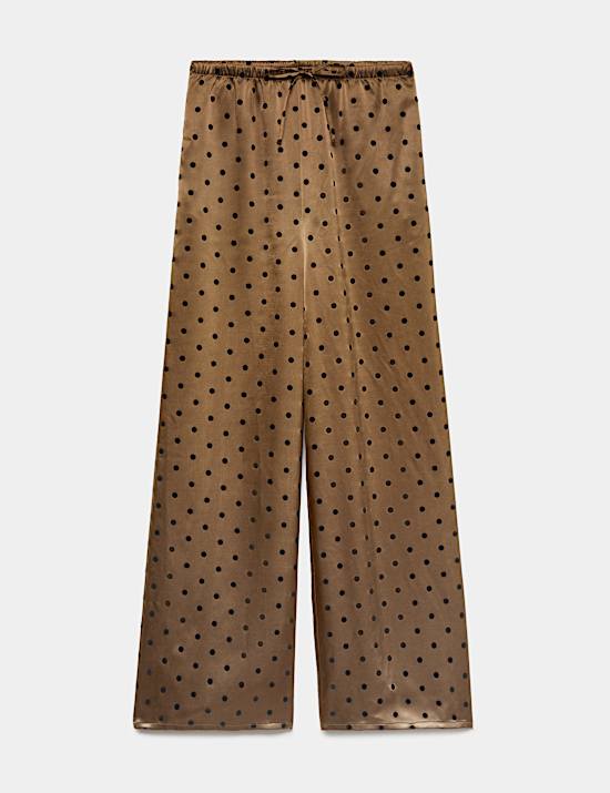 Polka Dot Satin Wide Leg Trouser