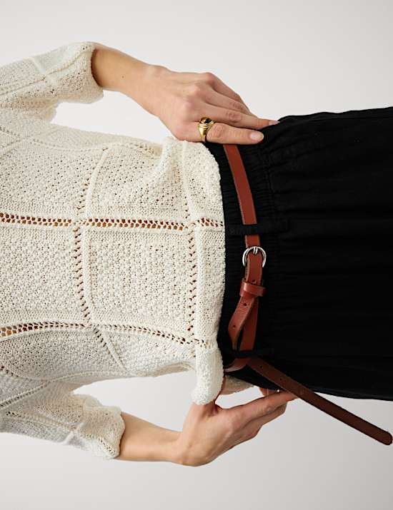 Linen Rich Wide Leg Cropped Trousers