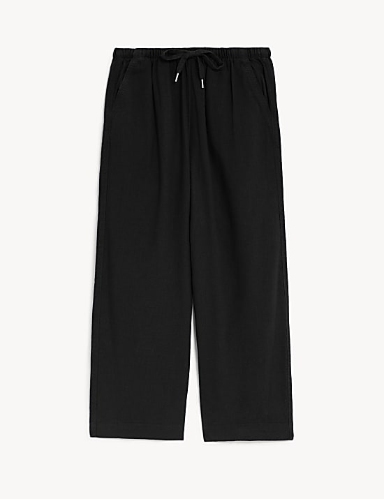 Linen Rich Wide Cropped Leg Trousers