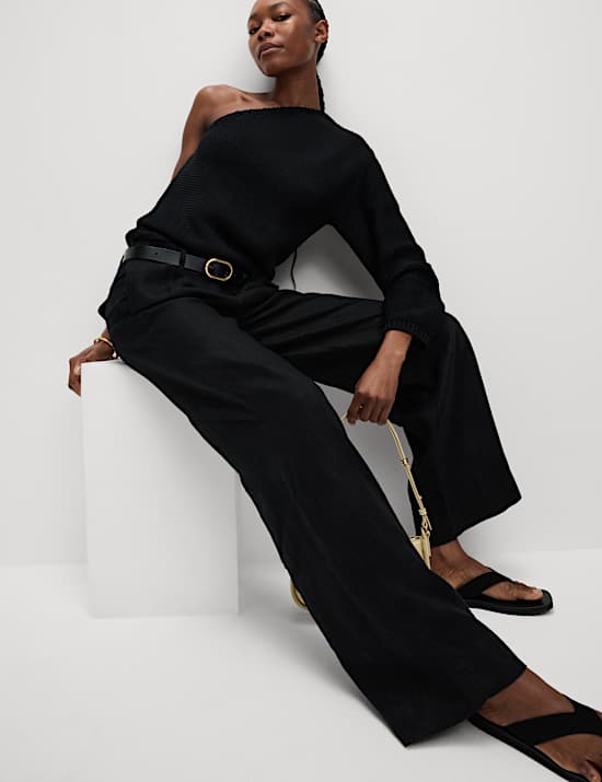 Pure Linen Wide Leg Trousers