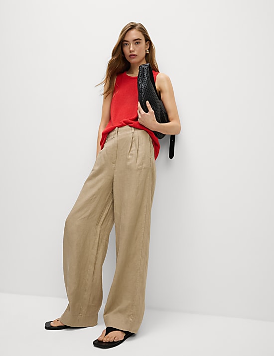 Pure Linen Wide Leg Trousers