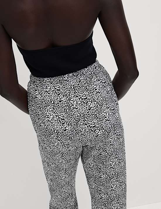 Pure Twill Printed High Waisted Tapered Trousers