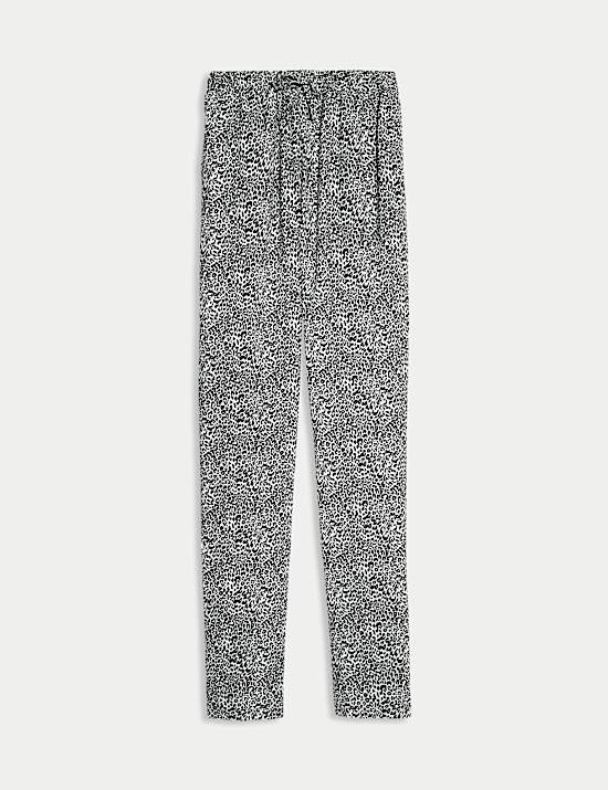 Pure Twill Printed High Waisted Tapered Trousers