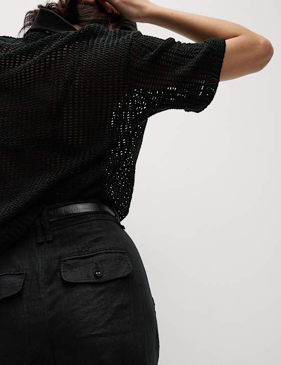 Pantalon coupe fusel&eacute;e 100 % lin