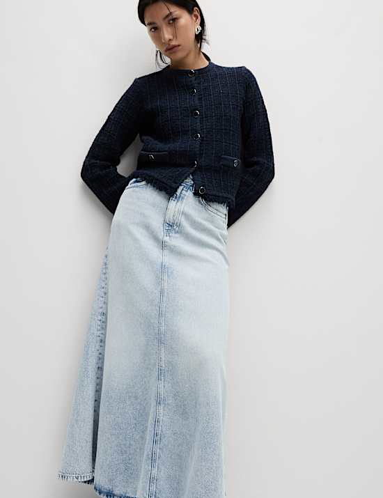 Denim Maxi A-Line Skirt