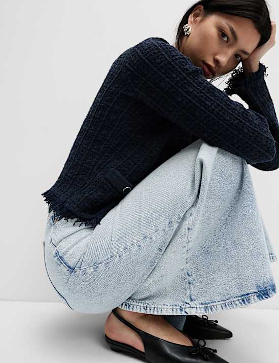 Denim Maxi A-Line Skirt