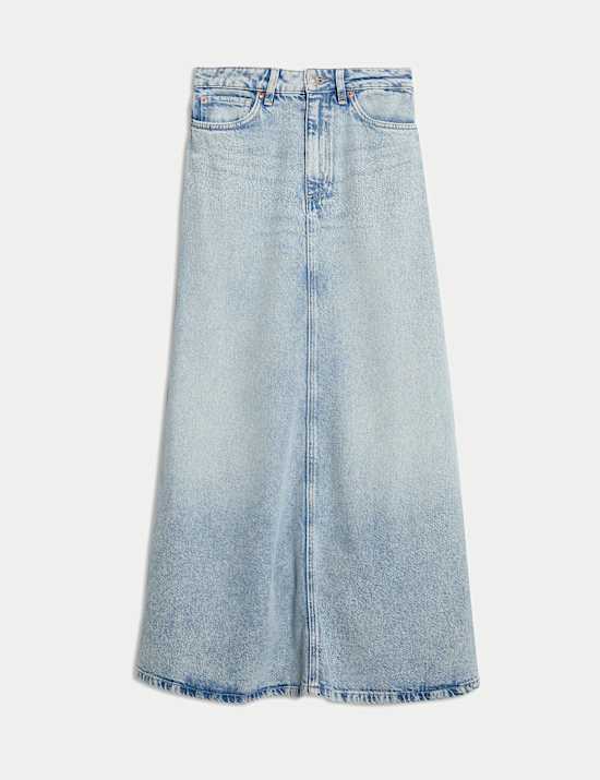 Denim Maxi A-Line Skirt
