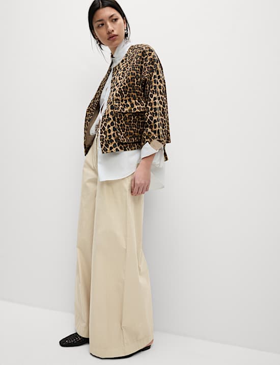 Pure Cotton Pleated Wide Leg Chinos