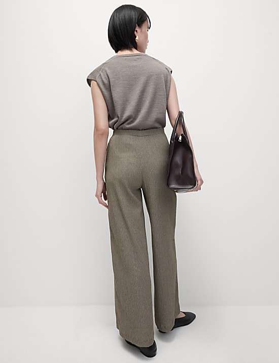 Textured Wide Leg Trousers