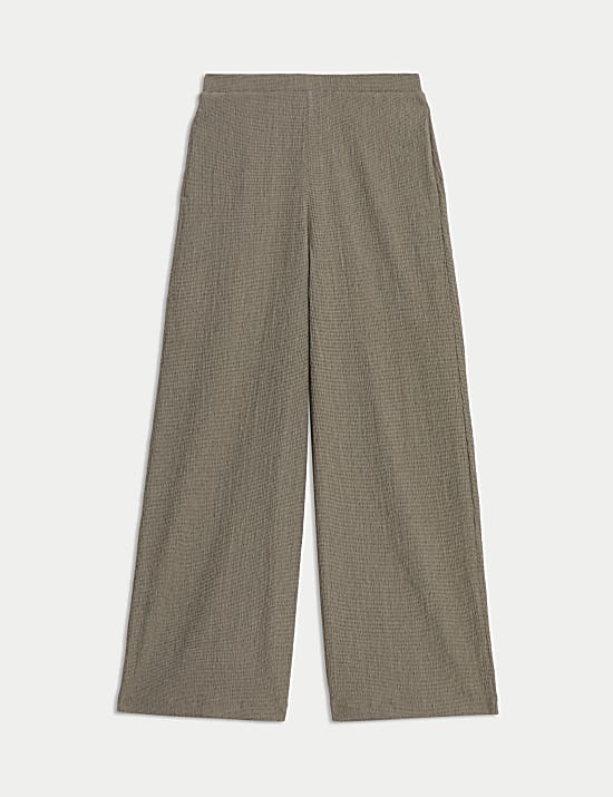 Textured Wide Leg Trousers