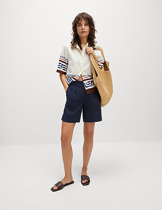 Pure Linen High Waisted Shorts
