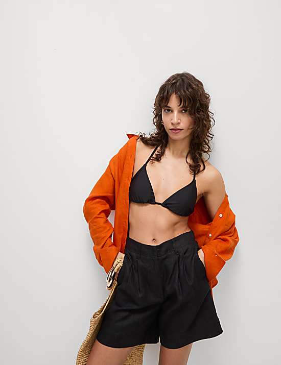 Pure Linen High Waisted Shorts