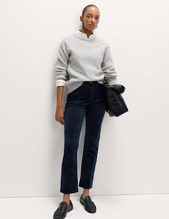 Cotton Rich Cord Straight Leg Trousers with Modal