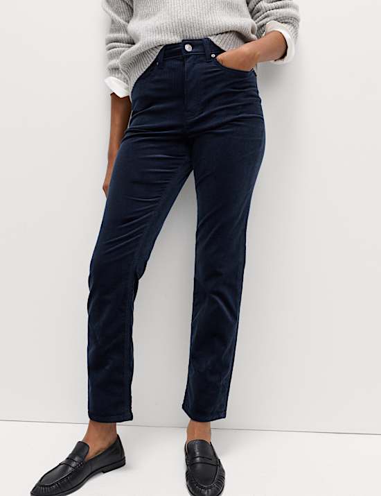 Cotton Rich Cord Straight Leg Trousers with Modal