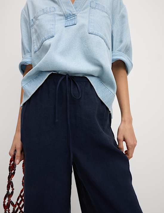 Lyocell Rich Wide Leg Cropped Trousers