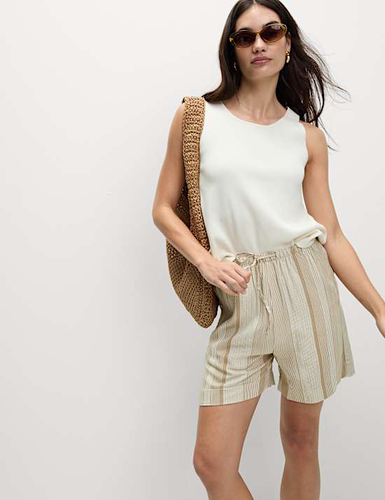 Εμπριμέ ψηλόμεσο σορτς από 100% ντιαγκονάλ