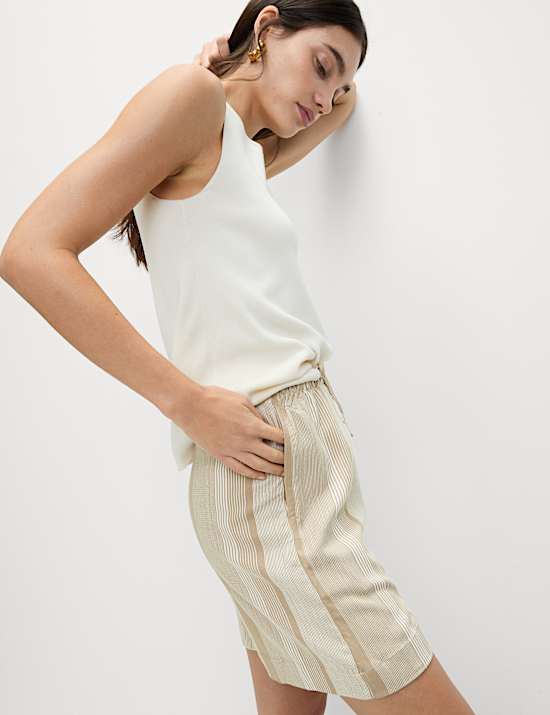 Εμπριμέ ψηλόμεσο σορτς από 100% ντιαγκονάλ