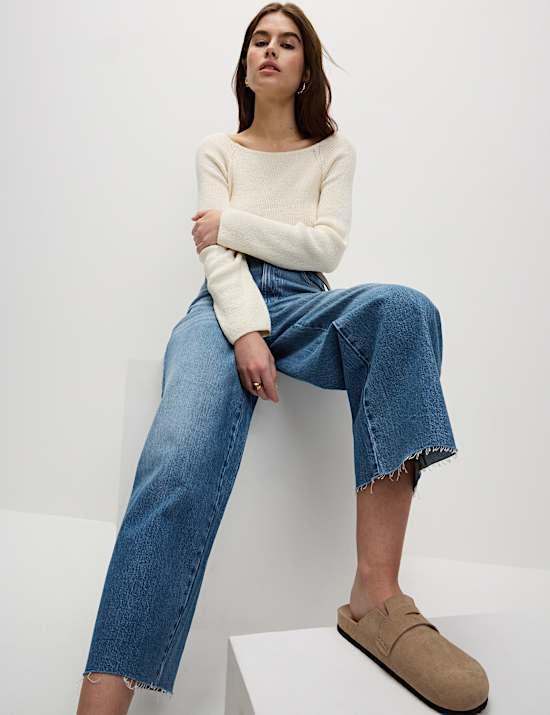 Pantacourt en jean coupe large