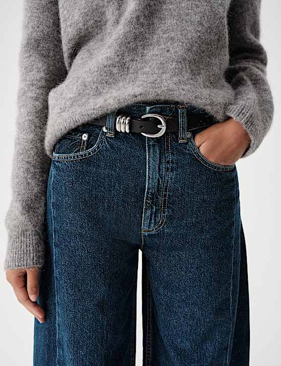 Mid Rise Barrel Leg Jeans