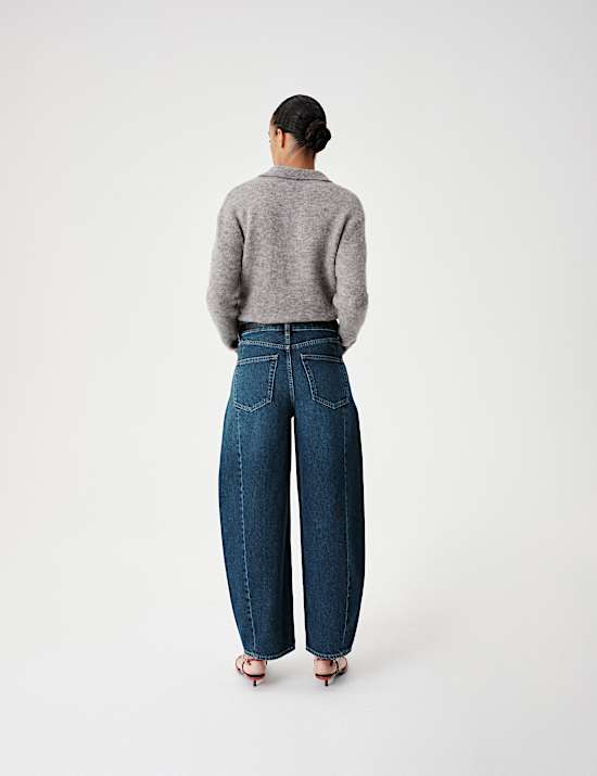 Mid Rise Barrel Leg Jeans