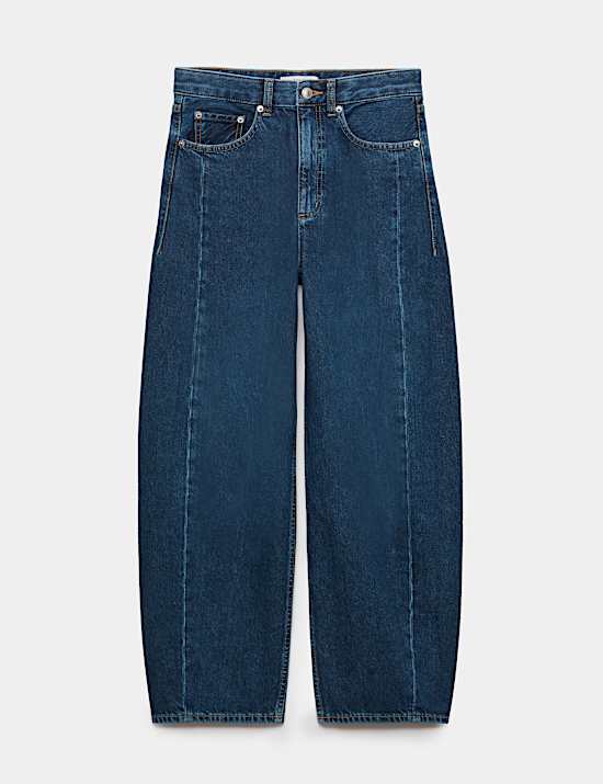 Mid Rise Barrel Leg Jeans