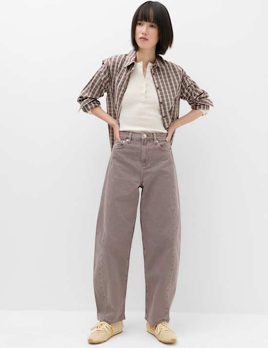 Jeans barrel de talle medio