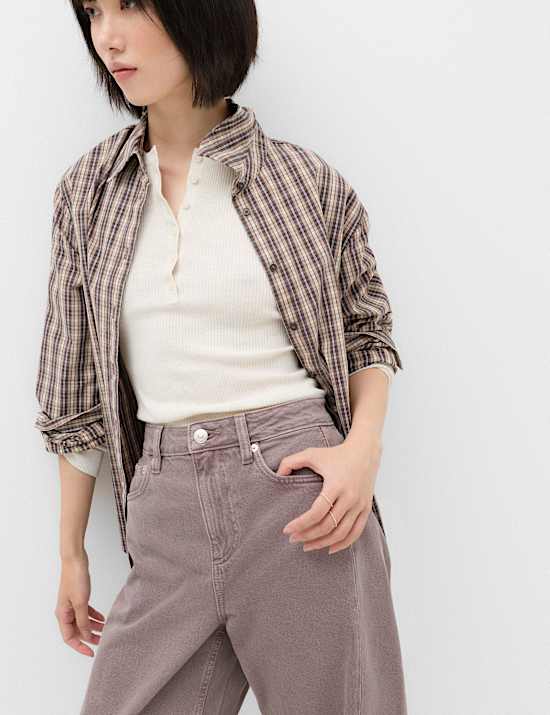 Jeans barrel de talle medio