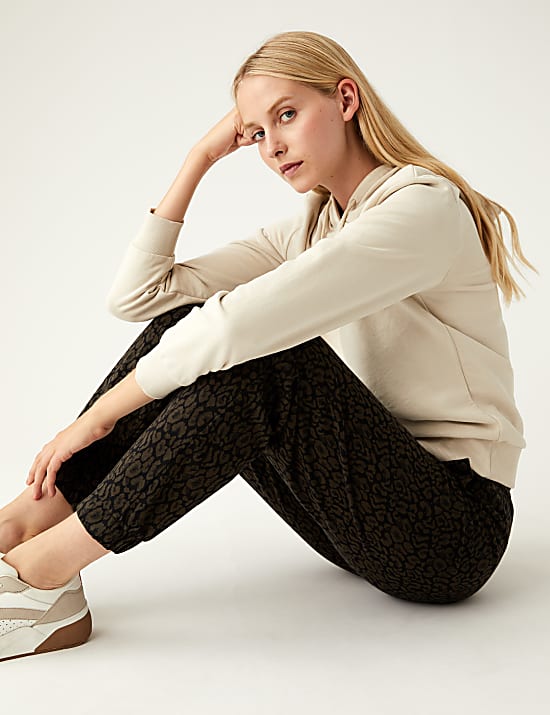 Jersey Animal Print Tapered Joggers