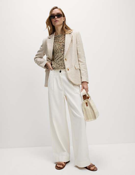 Cotton Rich Slouchy Wide Leg Trousers