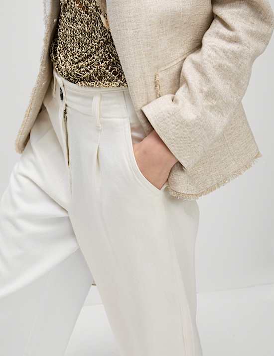 Cotton Rich Slouchy Wide Leg Trousers