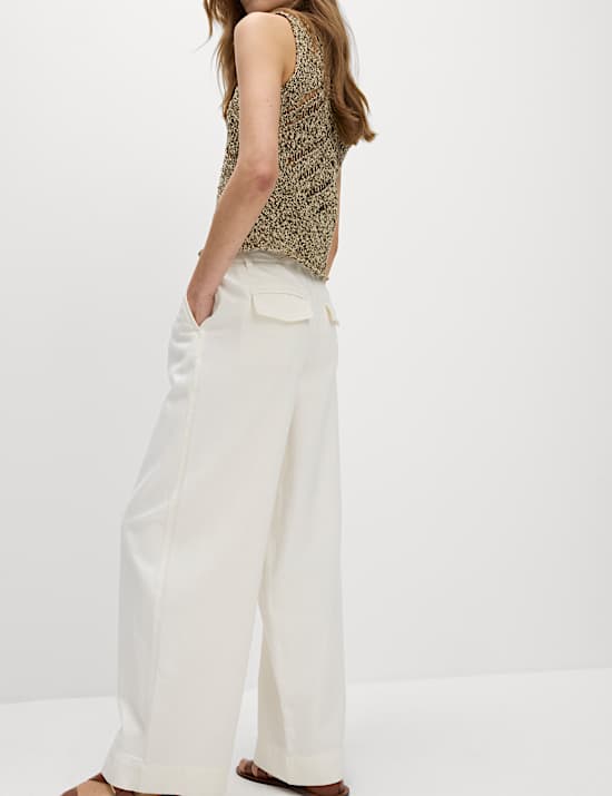 Cotton Rich Slouchy Wide Leg Trousers