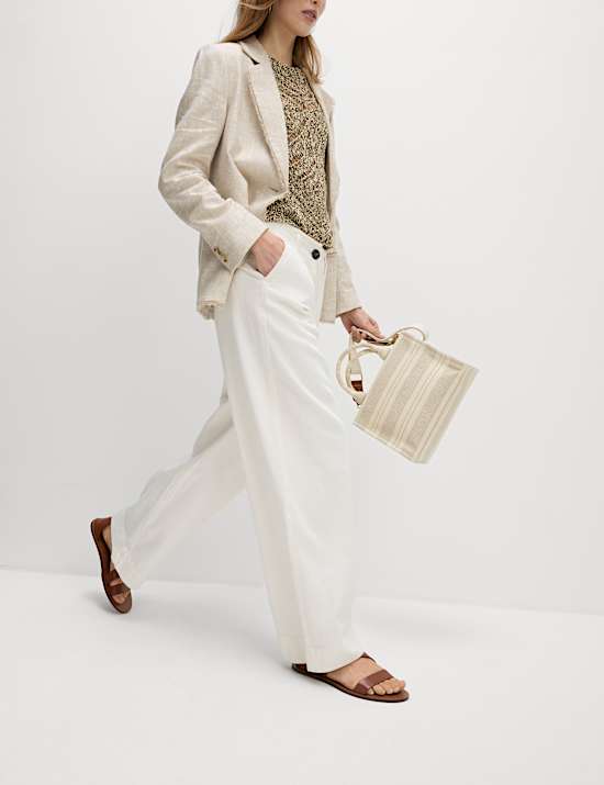 Cotton Rich Slouchy Wide Leg Trousers