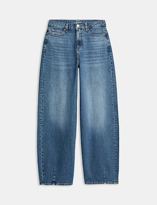 Ontspannen jeans met ballonpijpen en mid-rise taille