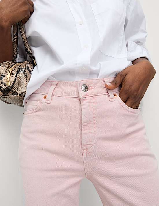High Waisted Cropped Slim Fit Jeans