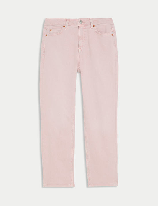 High Waisted Cropped Slim Fit Jeans