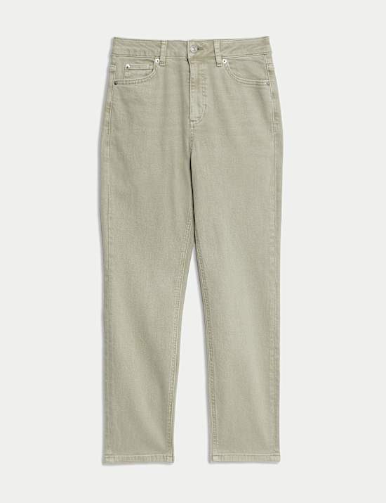 High Waisted Cropped Slim Fit Jeans