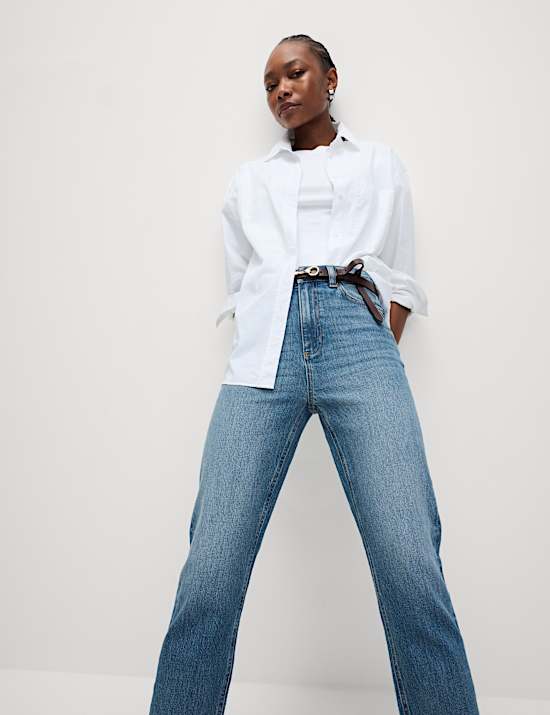 High Waisted Cropped Slim Fit Jeans