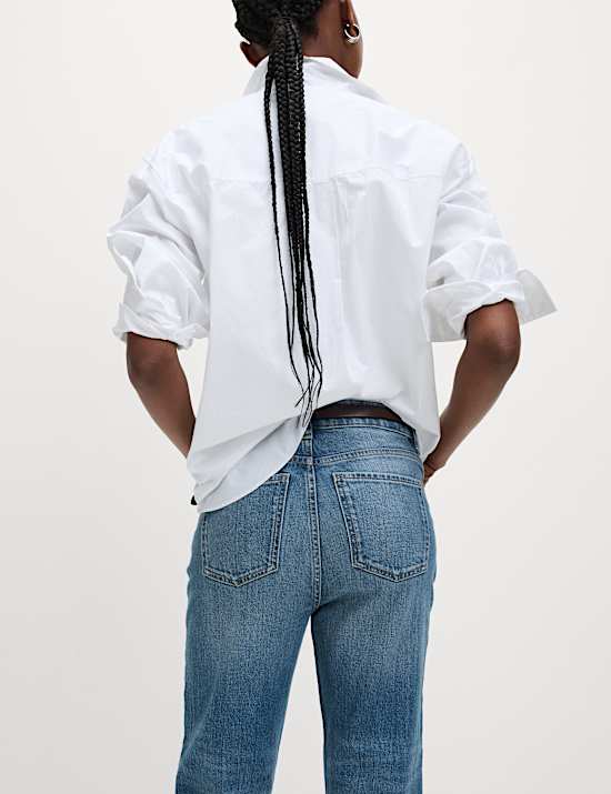 High Waisted Cropped Slim Fit Jeans