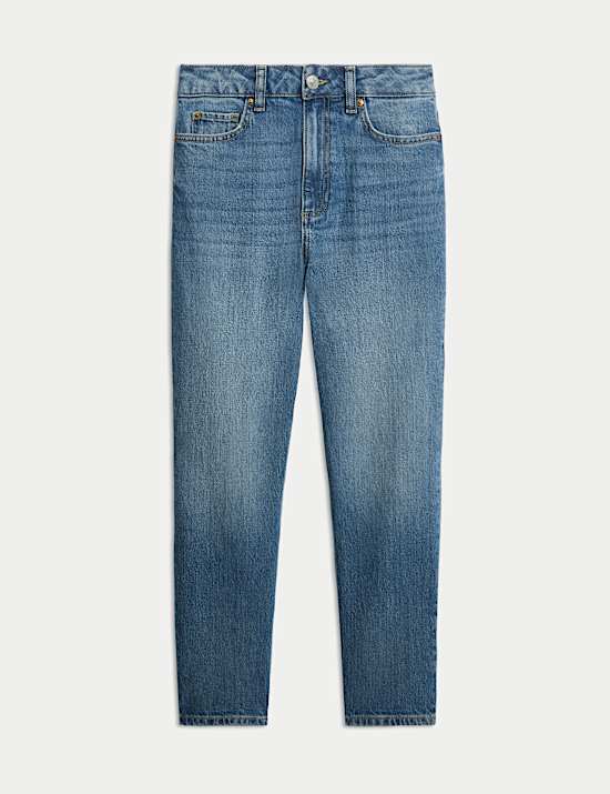 High Waisted Cropped Slim Fit Jeans