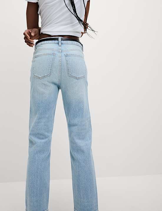 High Waisted Cropped Slim Fit Jeans