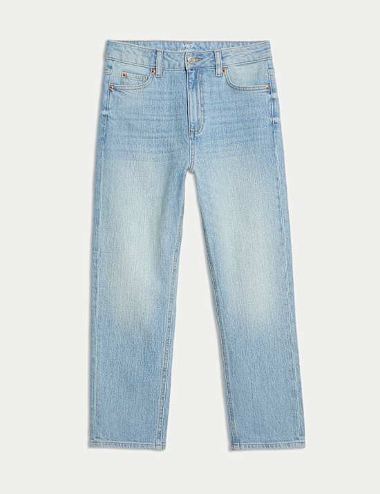 High Waisted Cropped Slim Fit Jeans