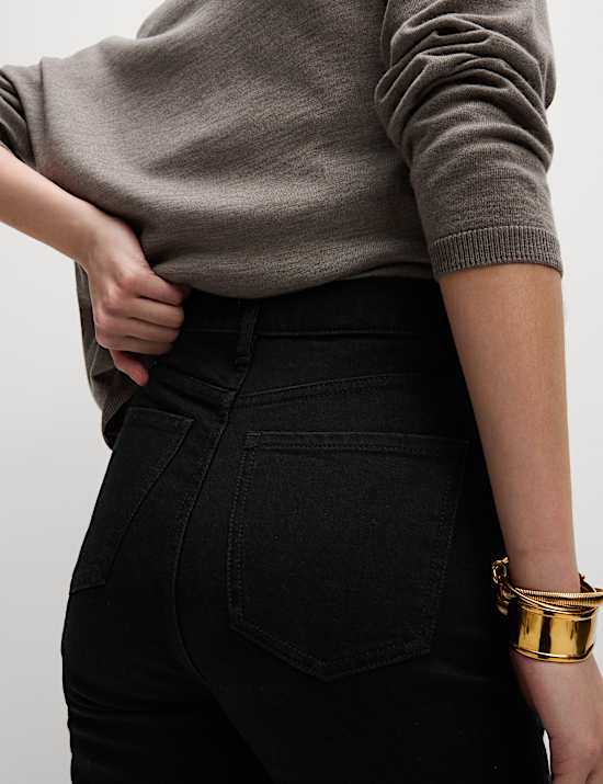 High Waisted Cropped Slim Fit Jeans