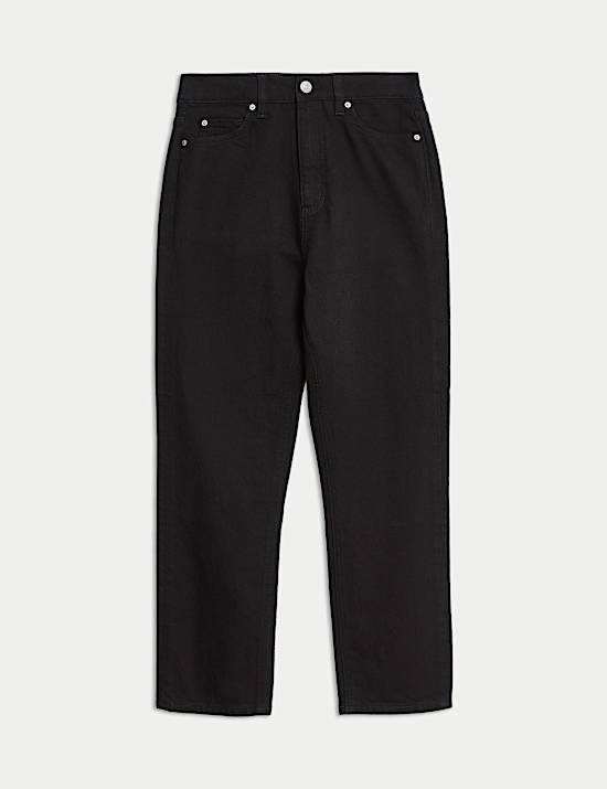 High Waisted Cropped Slim Fit Jeans