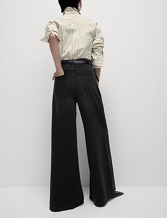 Lyocell Blend Wide Palazzo Leg Jeans